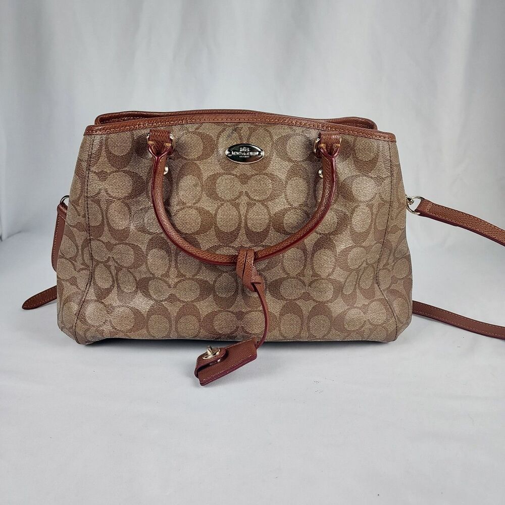 Coach Margot Satchel Womens PVC Signature Canvas Crossbody Light Stains